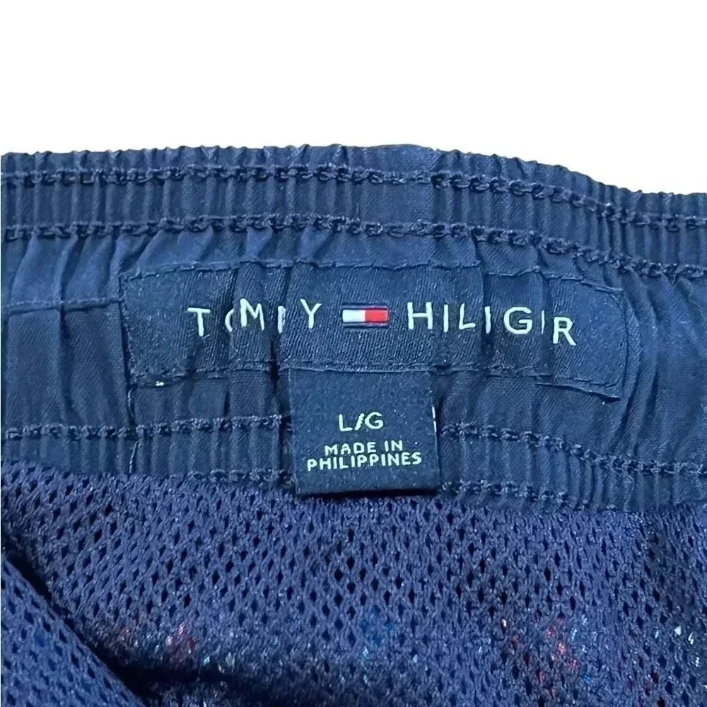 🍀 2/$22 Tommy Hilfiger 7” Mens Blue Red Plaid Swim Trunks size large